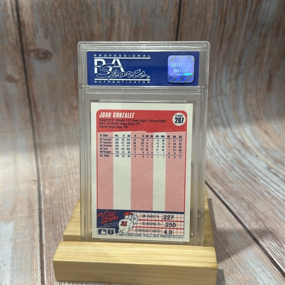 1990 Fleer Juan Gonzalez #297 PSA Mint 9 Baseball Card Item #ME532 - Picture 3 of 3